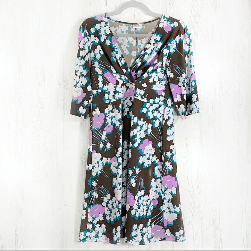 Nixilu majamas nursing floral brown violet dress